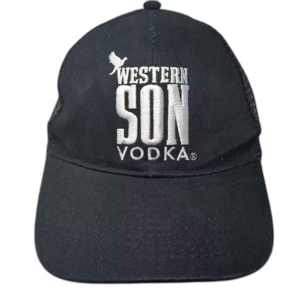 Western Son Vodka Trucker Hat Black White OS Snapback Mesh Back Embroidered